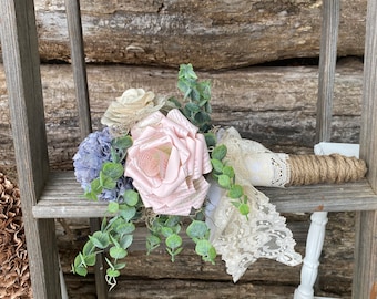 Book Page Hydrangea and Roses Bouquet