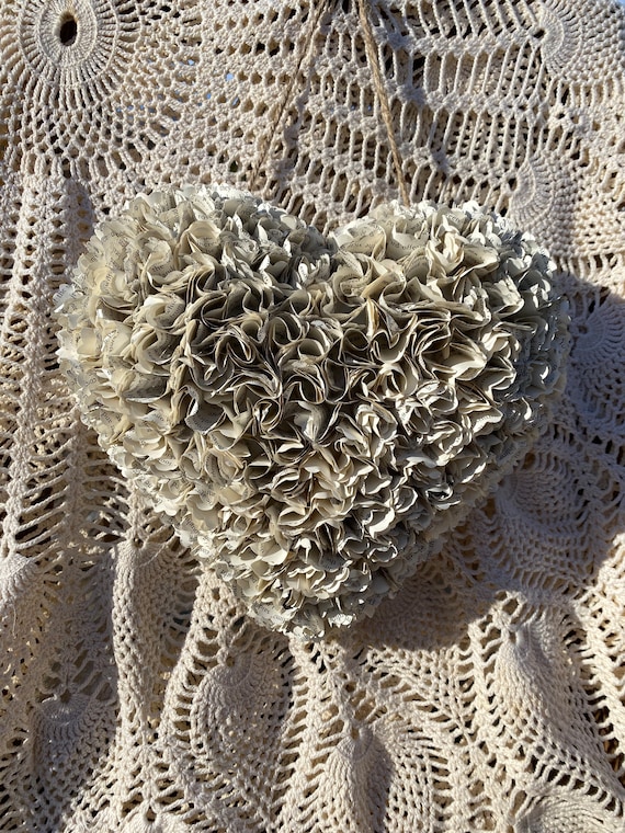 Hydrangea Book Page Heart Wreath