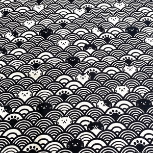 Cosmo Cotton Linen Fabric - Cat and Wave