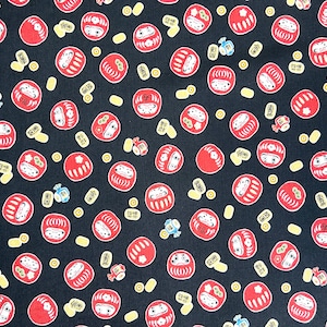 Cosmo Cotton Fabric - 達磨, Japanese Daruma Doll