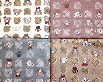 Lot De Tissus Verts Motifs Nounours Et Feuilles - 2,80 M Au Total, Coton, Occasion