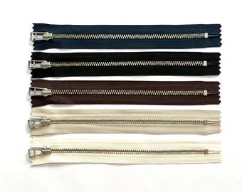 YKK Zips/Zippers 20cm, Metallic Silver Coloured Slider & Teeth