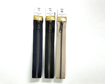 YKK Series Zips/Zippers - 40cm, METALUXE® Tough, Metallic Antique Silver Slider & Teeth