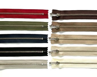 YKK Zips/Zippers 16cm, Metallic Silver Coloured Ball Slider & Teeth