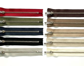 YKK Zips/Zippers 12cm, Metallic Silver Coloured Ball Slider & Teeth
