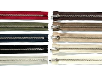YKK Zips/Zippers 20cm, Metallic Silver Coloured Ball Slider & Teeth