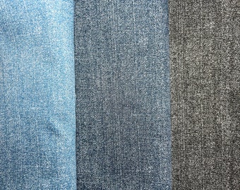 Double-sided Demin Cotton Fabrics - Plain, Dot, Blue, Navy, Black (0.5 Metre)