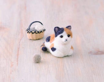 Kit artigianale per infeltrimento ad ago Hamanaka giapponese, gatto tartarugato