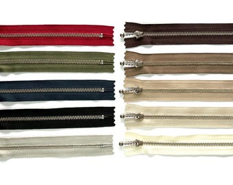YKK Zips/Zippers 14cm, Metallic Silver Coloured Ball Slider & Teeth