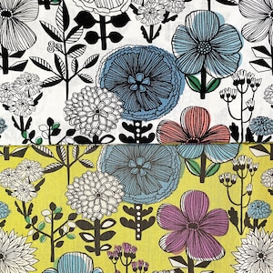 Tissu Kei - Coton et lin Mattina di Vacanza, motif de fleurs multicolores (0,5 mètre)