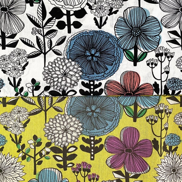 Kei Fabric - Mattina di Vacanza Cotton Linen, Multicolour Flower Pattern (0.5 Metre)