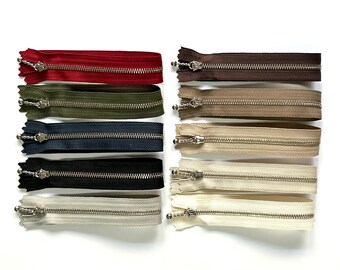YKK Zips/Zippers 25cm, Metallic Silver Coloured Ball Slider & Teeth