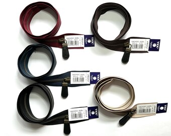 Cremalleras YKK de 60 cm con cursor y dientes en dorado antiguo metálico