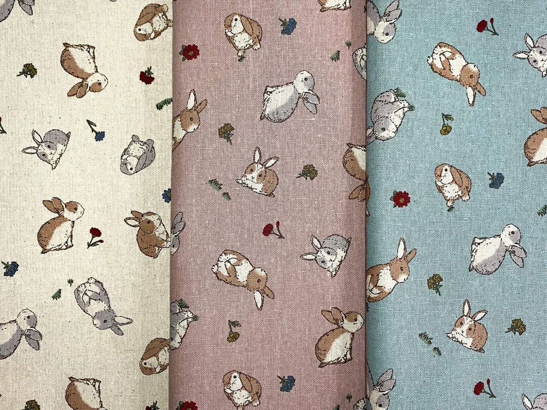 Cotton Linen Canvas Fabrics Rabbit Pattern 0.5 Metre - Etsy