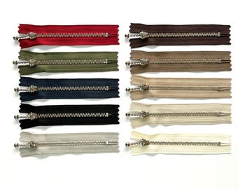 YKK Zips/Zippers 10cm, Metallic Silver Coloured Ball Slider & Teeth