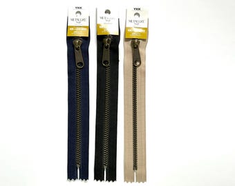 Cremalleras YKK - 20 cm, Serie Resistente METALUXE®, Deslizador y Dientes en Oro Antiguo Metálico