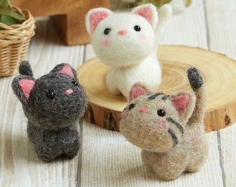 Istruzioni in inglese e giapponese, kit artigianale per infeltrimento ad ago Hamanaka giapponese - Piccoli amici, gatto