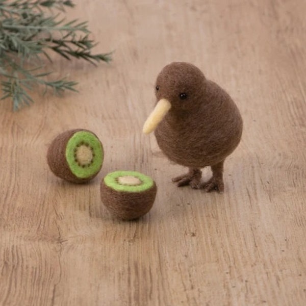 Japanese Hamanaka Needle Felting Craft Kit, Kiwi Bird & Kiwi Fruit