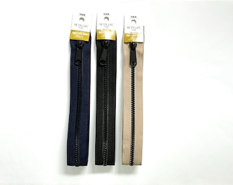 YKK Zips/Zippers - 40cm, METALUXE® Tough Serie, Metallic Black Slider & Teeth