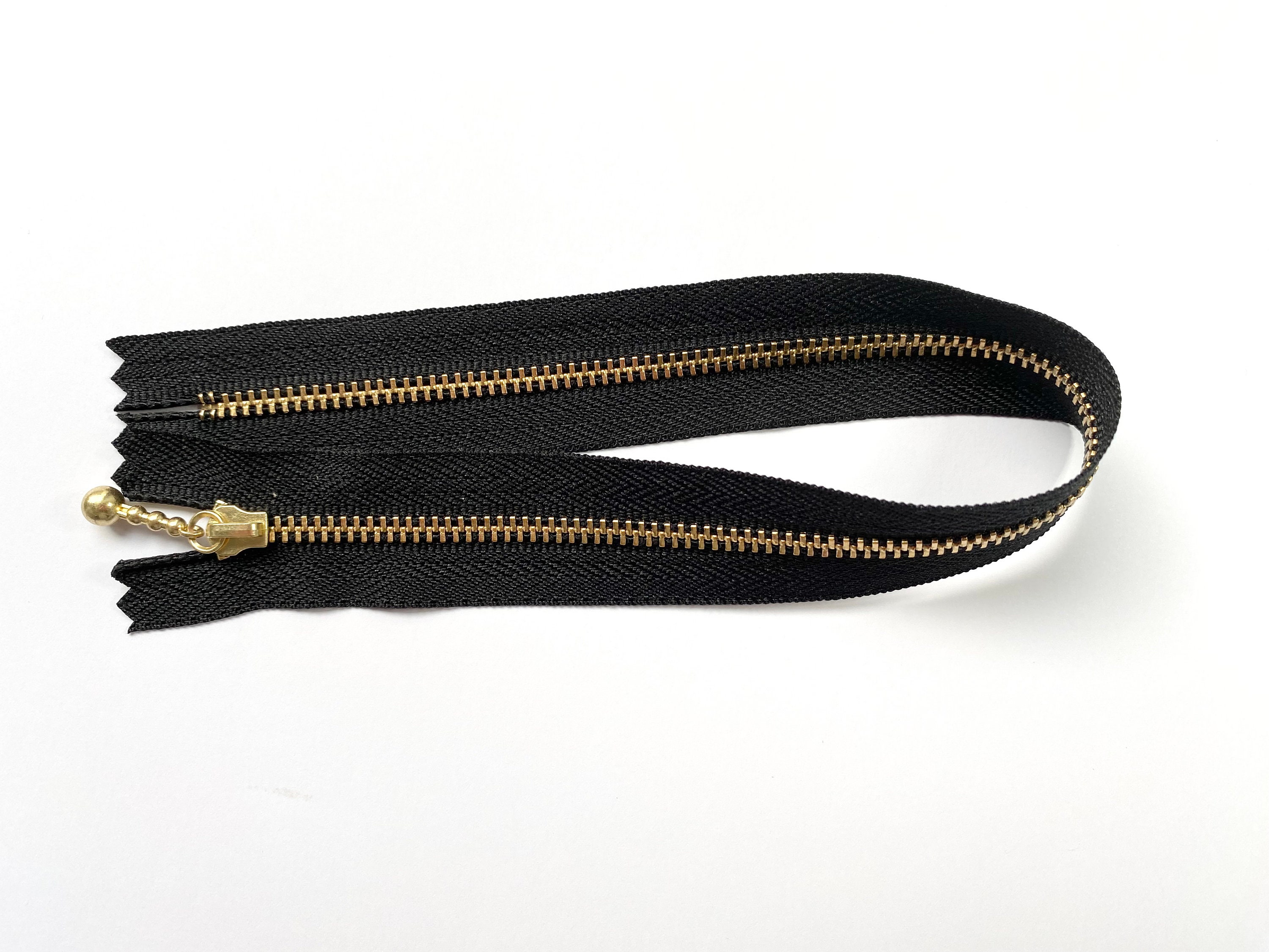 YKKジッパー/ジッパー30cm、メタリックゴールドカラーのボール