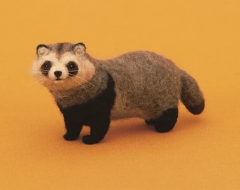 Japanese Instructions Only, Japanese Hamanaka Needle Felting Craft Kit - Realistic Raccoon
