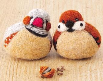 Japanese Hamanaka Needle Felting Craft Kit, Zebra Finch and Sparrow