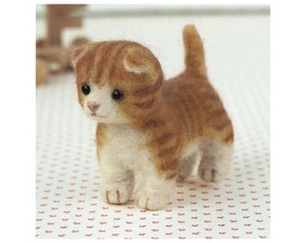 Kit artigianale per infeltrimento ad ago giapponese Hamanaka, gatto in feltro, Munchkin, gatto
