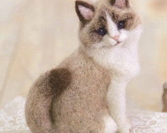 Japanese Hamanaka Needle Felting Craft Kit - Ragdoll Cat