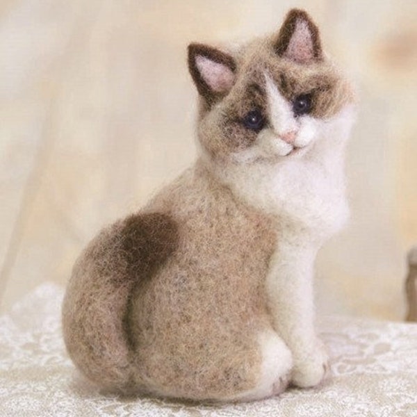 Japanese Hamanaka Needle Felting Craft Kit - Ragdoll Cat