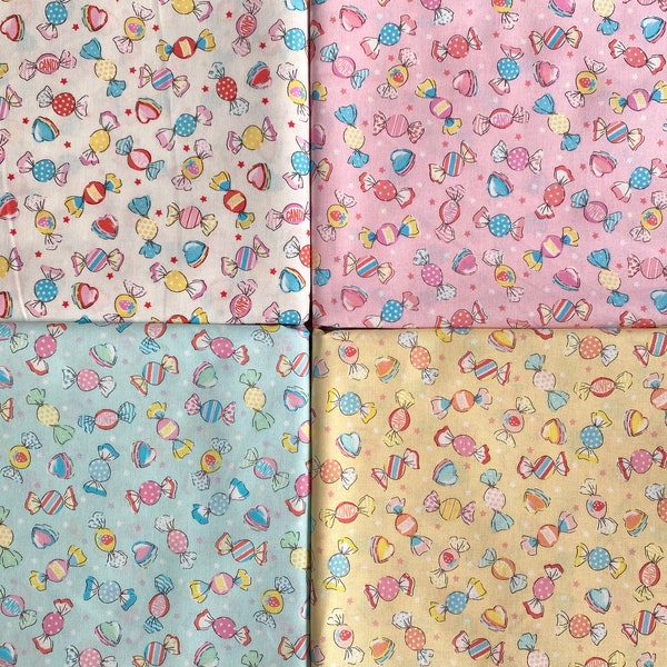 Cotton Fabrics - Hello Baby! Candy, White, Pink, Light Blue, Yellow (0.5 Metre)
