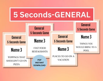 5 Seconds General | Family Games | Adult Games | Birthday Games | Summer Games |Work Office Games | Games for Large Group | Small Group Game