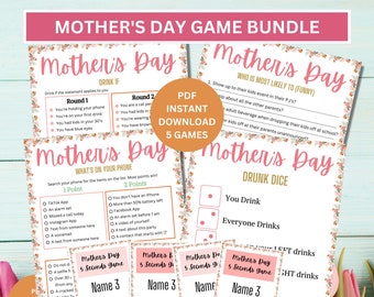 Fun Mother's Day Game Bundle | Mothers Day Game Bundle | Mother's Day Activities | Adult Party Games | Mothers Day Party Games |Group Games