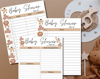 Potluck Sign Up Sheet | Baby Shower Potluck Sign Up Sheet | Baby Shower Potluck Sheet | Potluck Sign up | Printable Potluck Sign Up Sheet