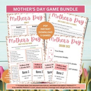 Fun Mother&#39;s Day Game Bundle | Mothers Day Game Bundle | Mother&#39;s Day Activities | Adult Party Games | Mothers Day Party Games |Group Games