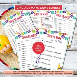 Fun Cinco de Mayo Game Bundle | Cinco de Mayo Printable Games | Mexican Fiesta Game | Cinco de Mayo Activities | Group Games | Holiday Game
