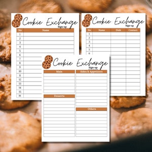 Cookie Exchange Sign up Sheet Cookie Sign up Sheet Cookie Exchange