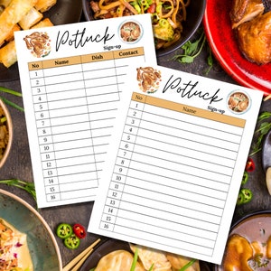 Potluck Sign Up Sheet | Simple Potluck Sign Up Sheet | Potluck Sheet | Printable Potluck Sign Up Sheet | Food Sign Up Sheet | Sign Up Sheet