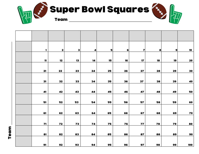 Super Bowl Squares Super Bowl 2023 Football Squares Etsy Australia