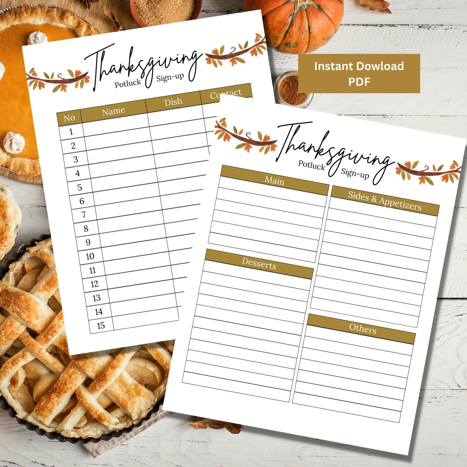 Potluck Sign up Sheet Thanksgiving Potluck Sign up Sheet Etsy