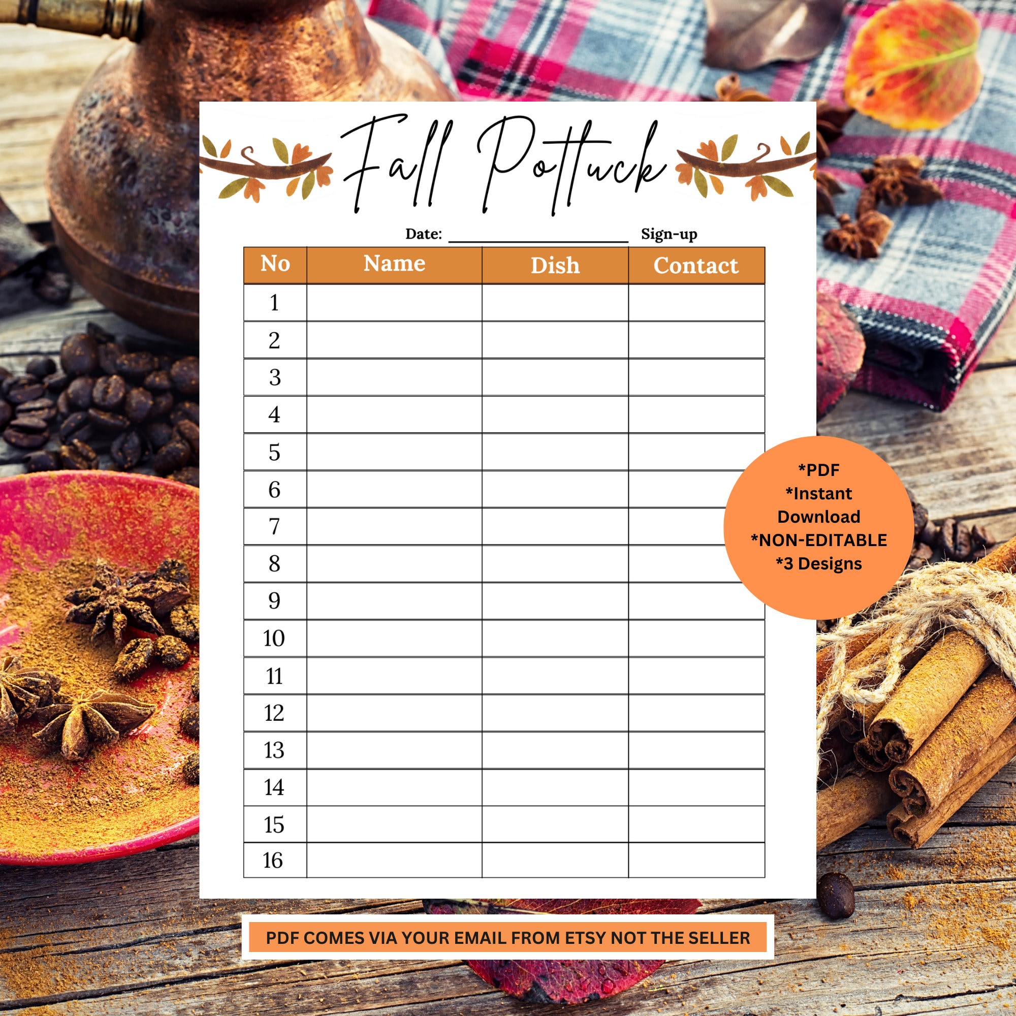 Potluck Sign up Sheet Fall Potluck Sign up Sheet Thanksgiving Potluck