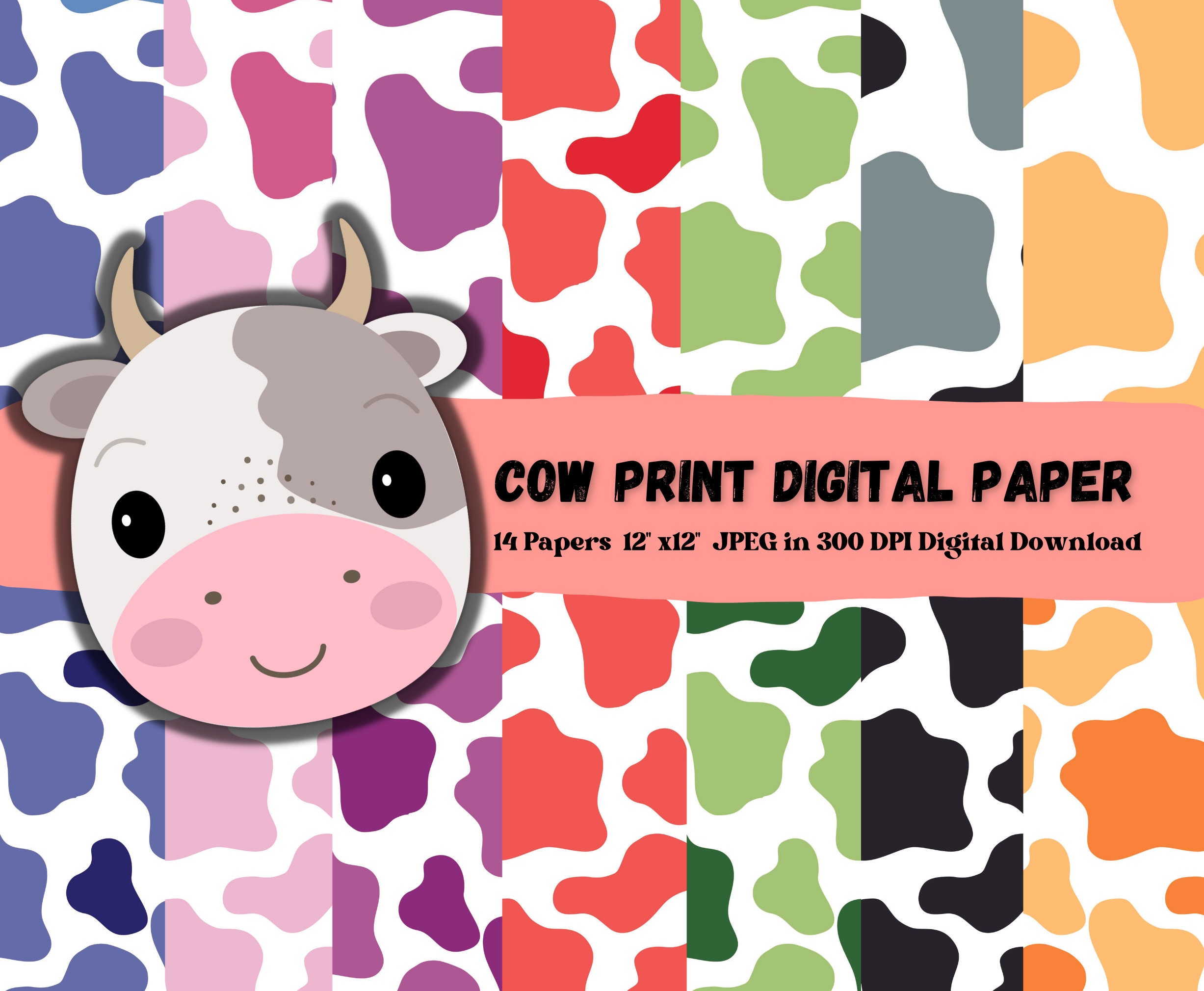 Download Rainbow Pastel Cow Print Wallpaper