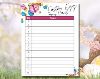Easter Egg Hunt Sign Up Sheet | Easter Egg Hunt Sheet | Printable Easter Sign Up Sheet | Easter Egg Hunt Sign Up | Egg Hunt |Easter Activity