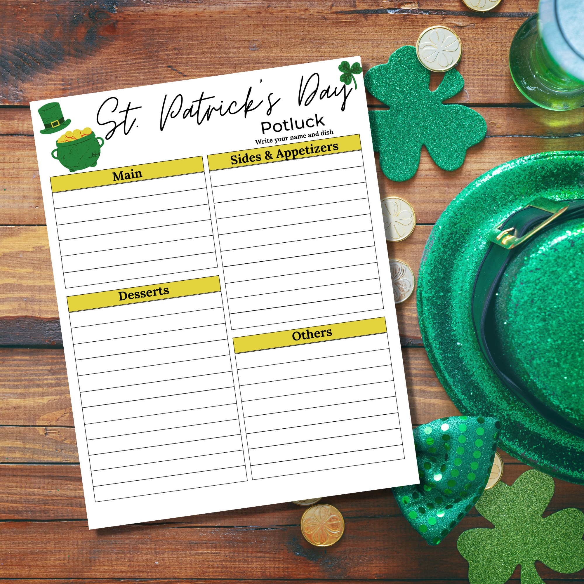 Potluck Sign up Sheet St. Patrick's Potluck Sign up Sheet St. Patrick's
