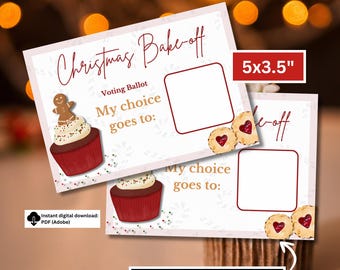 Christmas Bake-off Competition Voting Ballot | Holiday Baking | Staff Work Baking Contest Vote Card | Cookie Contest |Pie & Cake Competition