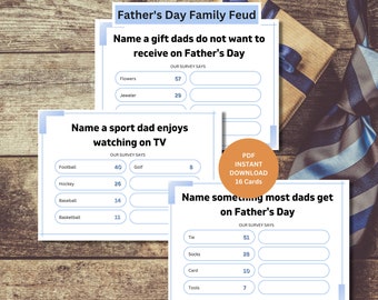 ファミリーフュードゲーム | 父の日の印刷可能なゲーム | 父の日のアクティビティ | グループゲーム | 大人向けパーティーゲーム | ファミリーゲーム