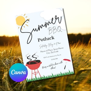 Summer Potluck Invite Template | Editable Potluck Invitation | Potluck Invite | Potluck Invitation | Potluck Evite | Potluck Party Invite