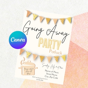 Plantilla de invitación para una comida compartida de despedida / Invitación para una comida compartida de despedida / Invitación para una comida compartida de despedida / Invitación para una comida compartida de despedida