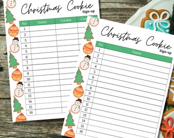 Christmas Cookie Sign Up Sheet | Christmas Cookies Exchange | Christmas Cookie Exchange Sign Up Sheet | Christmas Dessert Sign Up Sheet