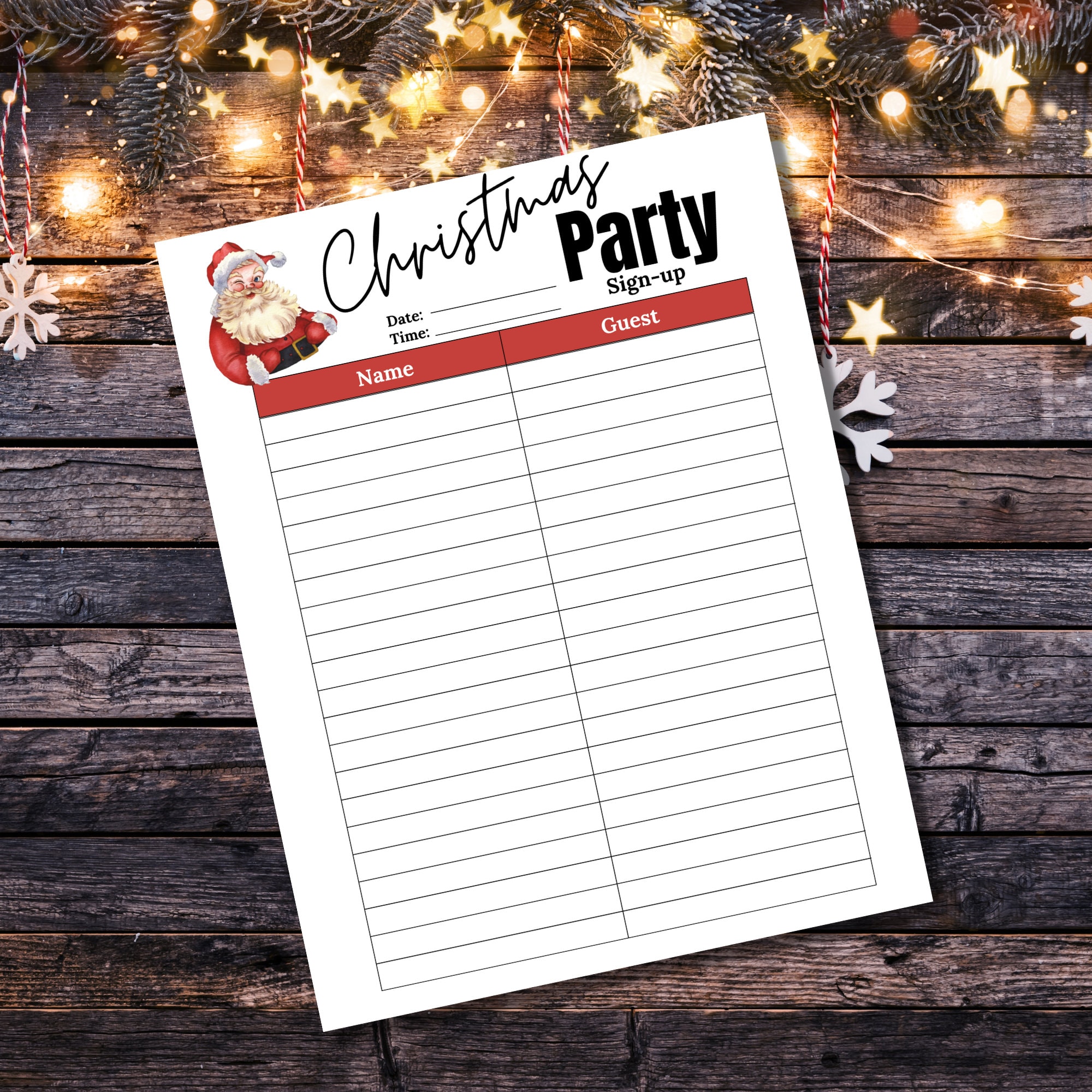 Christmas Party Sign up Sheet Christmas Sign up Party Sign up Sheet