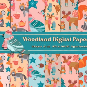 Christmas Digital Paper Woodland | Christmas Background | Christmas Wallpaper | Christmas Scrapbook Paper | Woodland Christmas Digital Paper